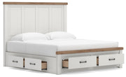 Savonport King Panel Storage Bed and Dresser in White/Brown - PKG025538
