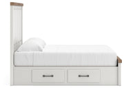 Savonport King Panel Storage Bed and Dresser in White/Brown - PKG025538