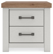 Savonport King Panel Storage Bed, Chest and Nightstand in White/Brown - PKG025311