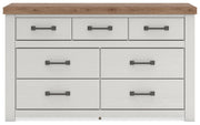 Savonport Queen Panel Bed and Dresser in White/Brown - PKG025562