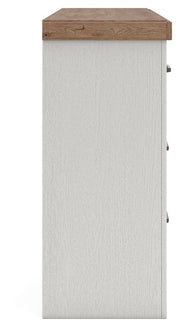 Savonport Queen Panel Bed and Dresser in White/Brown - PKG025562