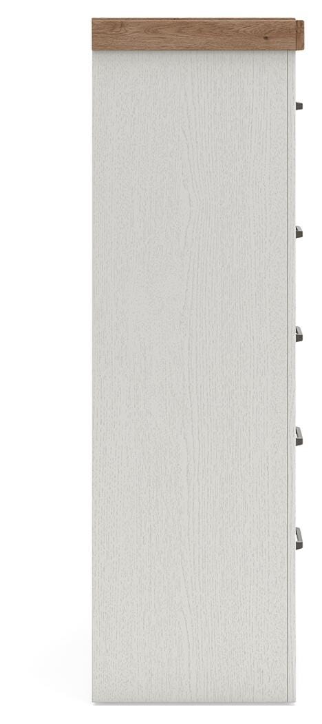 Savonport Queen Panel Bed, Chest and Nightstand in White/Brown - PKG025558