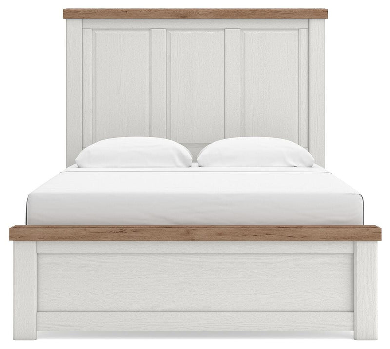 Savonport Queen Panel Bed, Dresser and Chest in White/Brown - PKG025557
