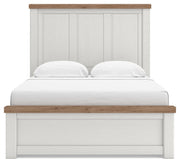 Savonport Queen Panel Bed with Storage, Chest and Nightstand in White/Brown - PKG025510