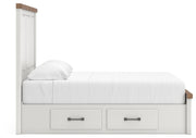 Savonport Queen Panel Bed with Storageand Dresser in White/Brown - PKG025400