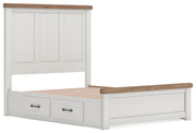 Savonport Queen Panel Bed with Storageand Dresser in White/Brown - PKG025514