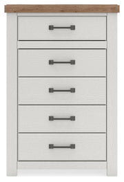 Savonport Queen Panel Storage Bed, Chest and Nightstand in White/Brown - PKG025582