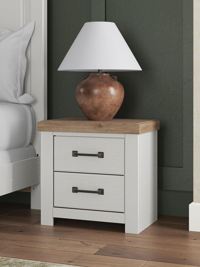 Savonport Queen Panel Storage Bed, Dresser and Nightstand in White/Brown - PKG025587
