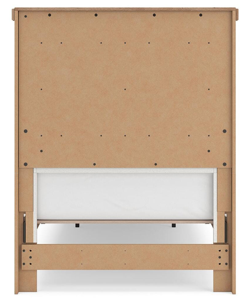 Savonport Twin Panel Storage Bed, Chest and Nightstand in White/Brown - PKG025566