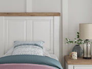 Savonport Twin Panel Storage Bed, Chest and Nightstand in White/Brown - PKG025566