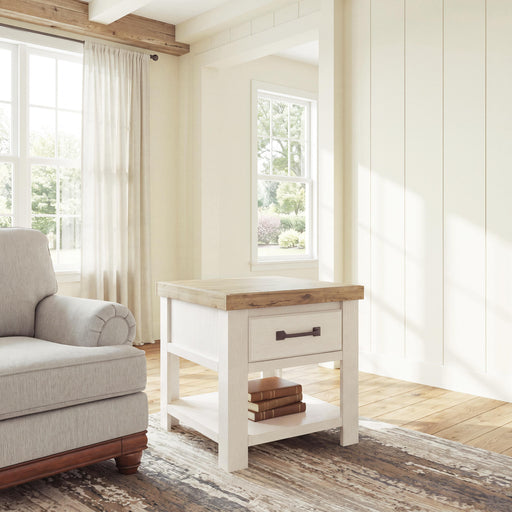 Savonport White/Brown End Table - T4615-3