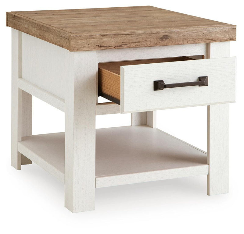 Savonport White/Brown End Table - T4615-3