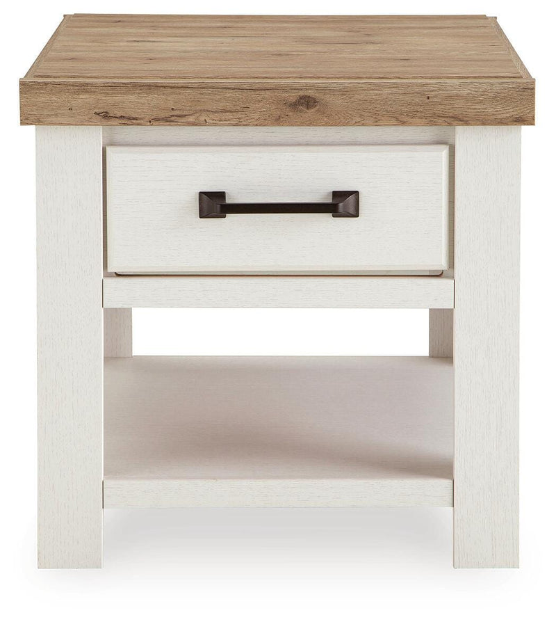 Savonport White/Brown End Table - T4615-3