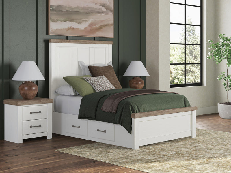 Savonport White/Brown Full Panel Bed with Storage - B4615B19