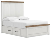 Savonport White/Brown Full Panel Bed with Storage - B4615B19