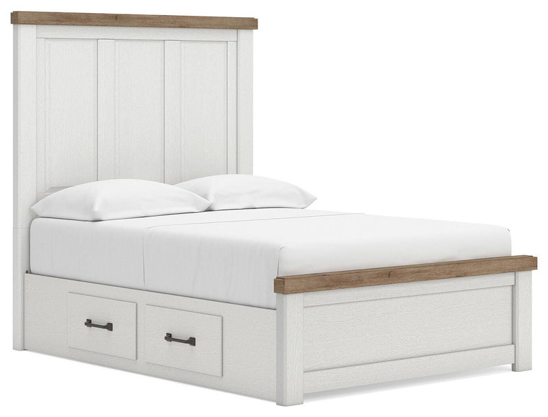 Savonport White/Brown Full Panel Bed with Storage - B4615B19