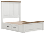 Savonport White/Brown Full Panel Bed with Storage - B4615B19