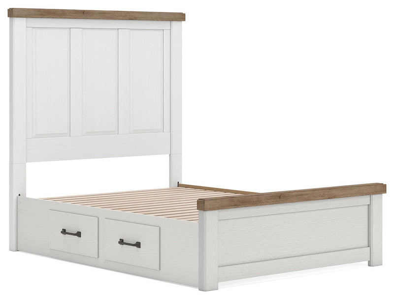 Savonport White/Brown Full Panel Bed with Storage - B4615B19