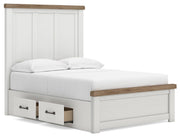 Savonport White/Brown Full Panel Bed with Storage - B4615B19