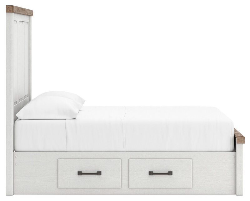 Savonport White/Brown Full Panel Bed with Storage - B4615B19