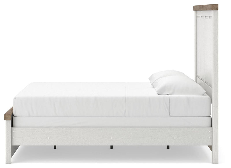 Savonport White/Brown King Panel Bed - B4615B10