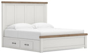 Savonport White/Brown King Panel Bed with Storage - B4615B13