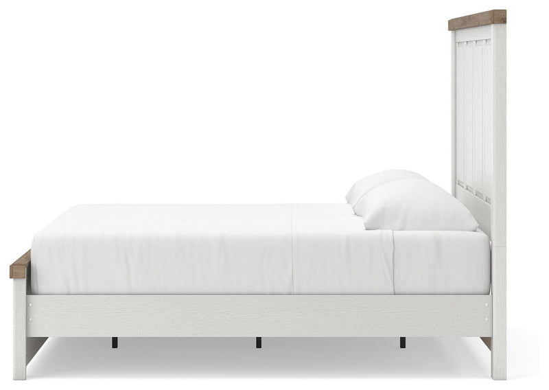 Savonport White/Brown King Panel Bed with Storage - B4615B13