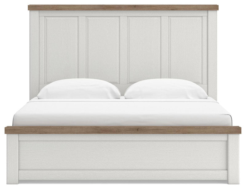 Savonport White/Brown King Panel Bed with Storage - B4615B15