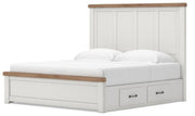 Savonport White/Brown King Panel Bed with Storage - B4615B15