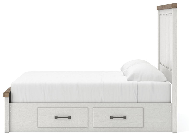 Savonport White/Brown King Panel Bed with Storage - B4615B15