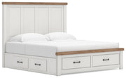 Savonport White/Brown King Panel Storage Bed - B4615B11