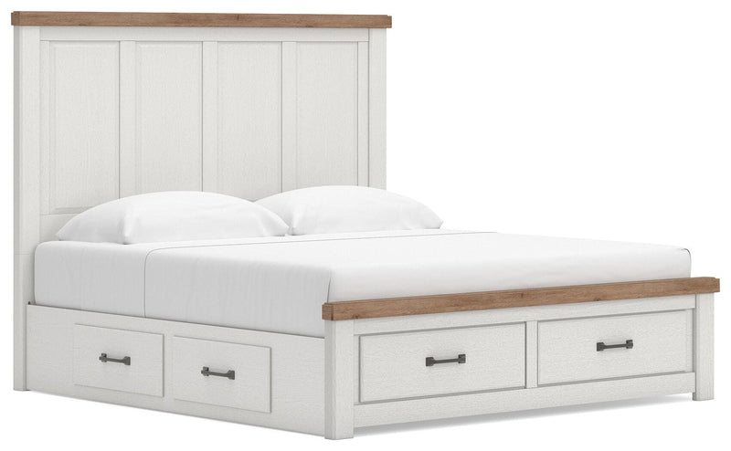 Savonport White/Brown King Panel Storage Bed - B4615B11
