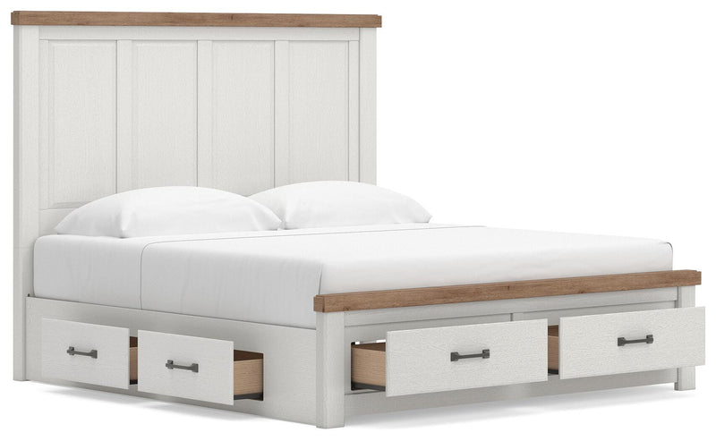 Savonport White/Brown King Panel Storage Bed - B4615B11