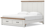 Savonport White/Brown King Panel Storage Bed - B4615B11
