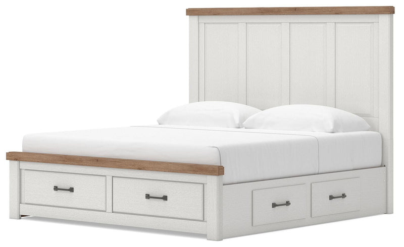 Savonport White/Brown King Panel Storage Bed - B4615B17