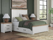 Savonport White/Brown Queen Panel Bed with Storage - B4615B12