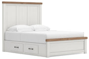 Savonport White/Brown Queen Panel Bed with Storage - B4615B12