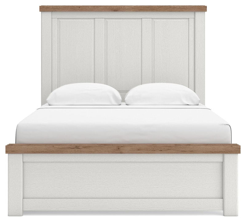 Savonport White/Brown Queen Panel Bed with Storage - B4615B12