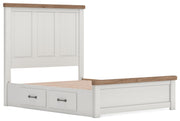 Savonport White/Brown Queen Panel Bed with Storage - B4615B12