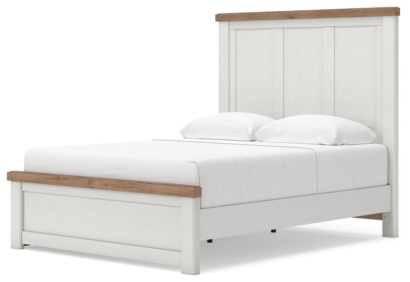 Savonport White/Brown Queen Panel Bed with Storage - B4615B12