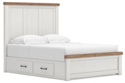 Savonport White/Brown Queen Panel Bed with Storage - B4615B14