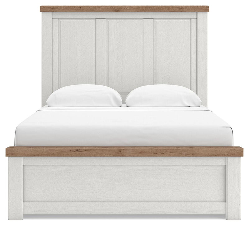 Savonport White/Brown Queen Panel Bed with Storage - B4615B14