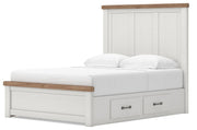 Savonport White/Brown Queen Panel Bed with Storage - B4615B14