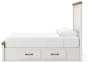 Savonport White/Brown Queen Panel Bed with Storage - B4615B14