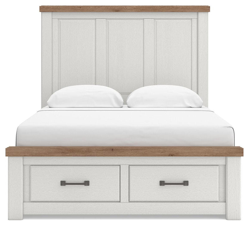 Savonport White/Brown Queen Panel Storage Bed - B4615B16