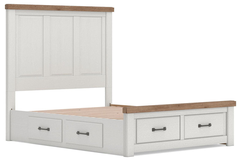 Savonport White/Brown Queen Panel Storage Bed - B4615B16
