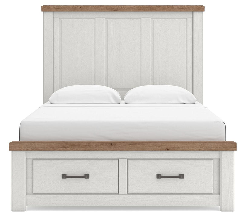 Savonport White/Brown Queen Panel Storage Bed - B4615B7