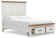 Savonport White/Brown Queen Panel Storage Bed - B4615B7