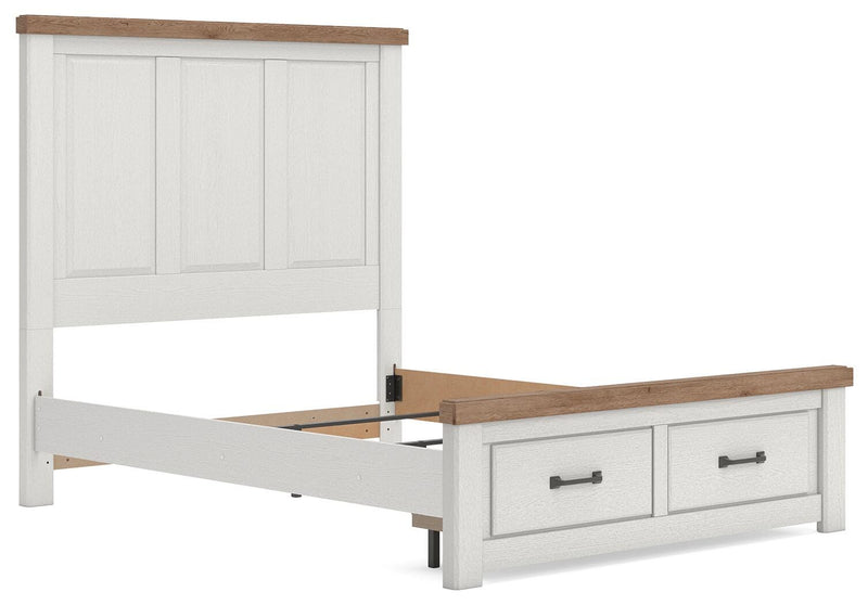 Savonport White/Brown Queen Panel Storage Bed - B4615B7