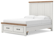 Savonport White/Brown Queen Panel Storage Bed - B4615B7